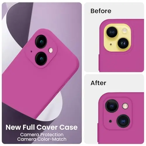 FireNova Designed for iPhone 14 Case, Silicone Upgraded [Camera Protection] Phone Case with [2 Screen Protectors], Soft Anti-Scratch Microfiber Lining Inside, 6.1 inch, Shocking Pink - 3