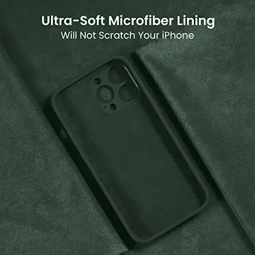 FireNova Designed for iPhone 14 Pro Case, Silicone Upgraded [Camera Protection] Phone Case with [2 Screen Protectors], Soft Anti-Scratch Microfiber Lining Inside, 6.1 inch, Alpine Green - 5