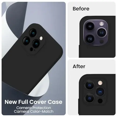 FireNova Designed for iPhone 14 Pro Max Case, Silicone Upgraded [Camera Protection] Case, Soft Anti-Scratch Microfiber Lining Inside, 6.7 inch, Black - 3