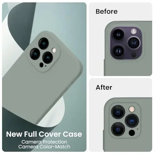 FireNova Designed for iPhone 14 Pro Max Case, Silicone Upgraded [Camera Protection] Case, Soft Anti-Scratch Microfiber Lining Inside, 6.7 inch, Calke Green - 3