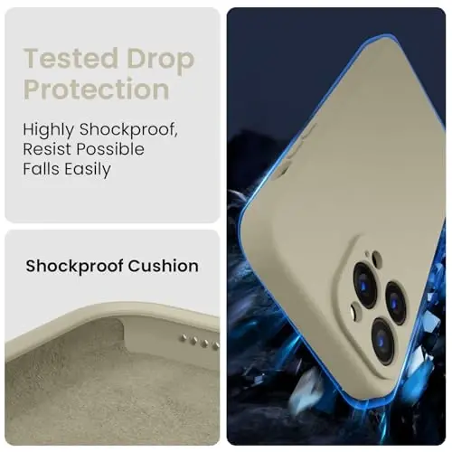 FireNova Designed for iPhone 14 Pro Max Case, Silicone Upgraded [Camera Protection] Case, Soft Anti-Scratch Microfiber Lining Inside, 6.7 inch, Khaki - 4