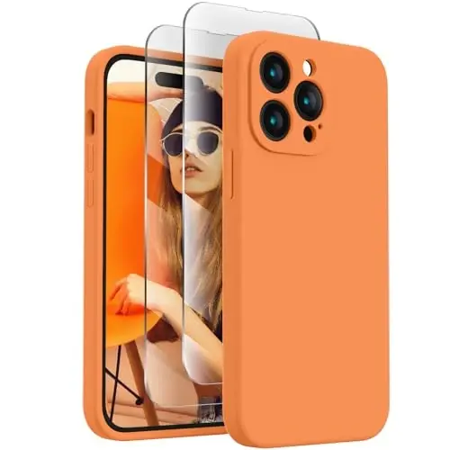 FireNova Designed for iPhone 14 Pro Max Case, Silicone Upgraded [Camera Protection] Case, Soft Anti-Scratch Microfiber Lining Inside, 6.7 inch, Kumquat - 1