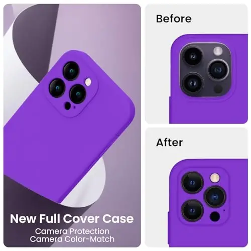 FireNova Designed for iPhone 14 Pro Max Case, Silicone Upgraded [Camera Protection] Case, Soft Anti-Scratch Microfiber Lining Inside, 6.7 inch, Neon Purple - 3