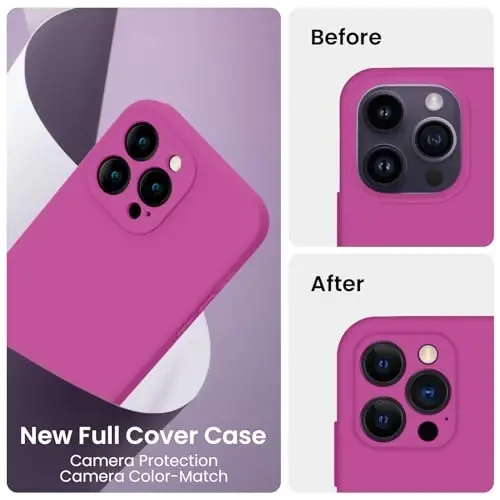 FireNova Designed for iPhone 14 Pro Max Case, Silicone Upgraded [Camera Protection] Case, Soft Anti-Scratch Microfiber Lining Inside, 6.7 inch, Shocking Pink - 3