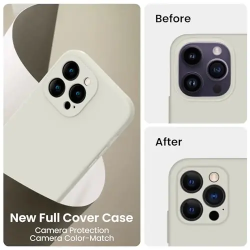 FireNova Designed for iPhone 14 Pro Max Case, Silicone Upgraded [Camera Protection] Case, Soft Anti-Scratch Microfiber Lining Inside, 6.7 inch, Stone - 3