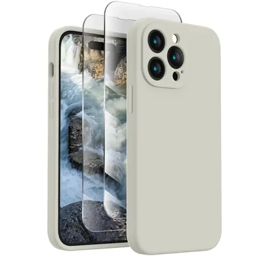 FireNova Designed for iPhone 14 Pro Max Case, Silicone Upgraded [Camera Protection] Case, Soft Anti-Scratch Microfiber Lining Inside, 6.7 inch, Stone 