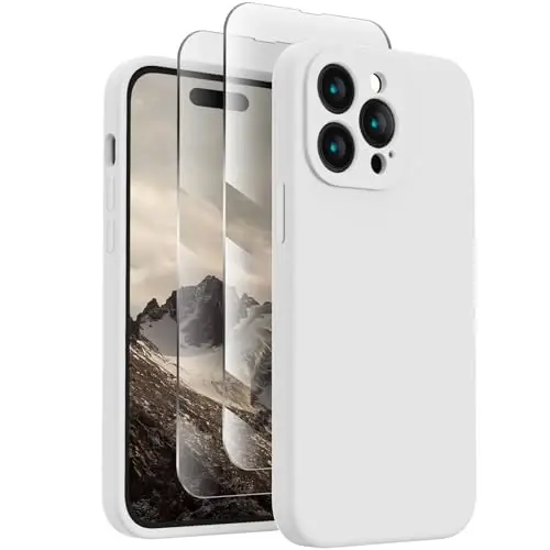 FireNova Designed for iPhone 14 Pro Max Case, Silicone Upgraded [Camera Protection] Case, Soft Anti-Scratch Microfiber Lining Inside, 6.7 inch, White - 1