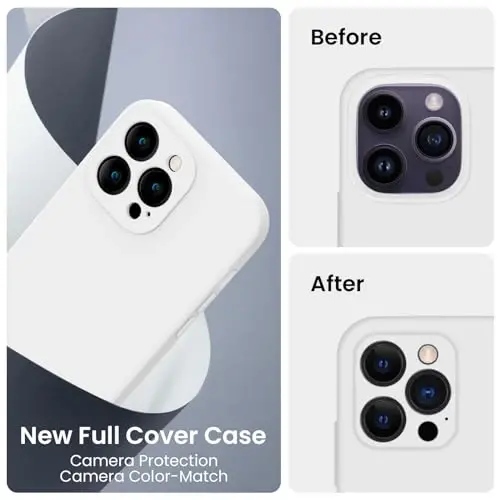 FireNova Designed for iPhone 14 Pro Max Case, Silicone Upgraded [Camera Protection] Case, Soft Anti-Scratch Microfiber Lining Inside, 6.7 inch, White - 3