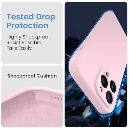 FireNova Designed for iPhone 14 Pro Max Case, Silicone Upgraded [Camera Protection] Case with [2 Screen Protectors], Soft Anti-Scratch Microfiber Lining Inside, 6.7 inch, Chalk Pink - 4