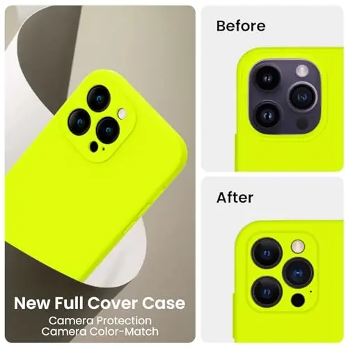 FireNova Designed for iPhone 14 Pro Max Case, Silicone Upgraded [Camera Protection] Case with [2 Screen Protectors], Soft Anti-Scratch Microfiber Lining Inside, 6.7 inch, Fluorescent Green - 3