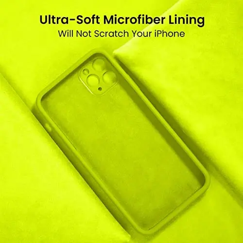 FireNova Designed for iPhone 14 Pro Max Case, Silicone Upgraded [Camera Protection] Case with [2 Screen Protectors], Soft Anti-Scratch Microfiber Lining Inside, 6.7 inch, Fluorescent Green - 5