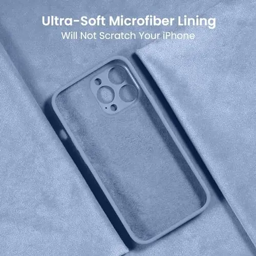 FireNova Designed for iPhone 14 Pro Max Case, Silicone Upgraded [Camera Protection] Case with [2 Screen Protectors], Soft Anti-Scratch Microfiber Lining Inside, 6.7 inch, Light Blue - 5