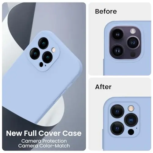 FireNova Designed for iPhone 14 Pro Max Case, Silicone Upgraded [Camera Protection] Case with [2 Screen Protectors], Soft Anti-Scratch Microfiber Lining Inside, 6.7 inch, Light Blue - 3