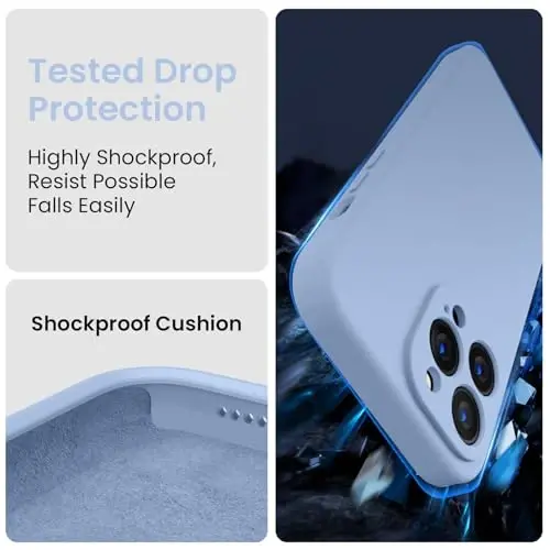 FireNova Designed for iPhone 14 Pro Max Case, Silicone Upgraded [Camera Protection] Case with [2 Screen Protectors], Soft Anti-Scratch Microfiber Lining Inside, 6.7 inch, Light Blue - 4