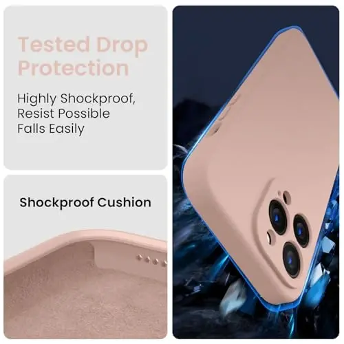 FireNova Designed for iPhone 14 Pro Max Case, Silicone Upgraded [Camera Protection] Case with [2 Screen Protectors], Soft Anti-Scratch Microfiber Lining Inside, 6.7 inch, Pinksand - 4