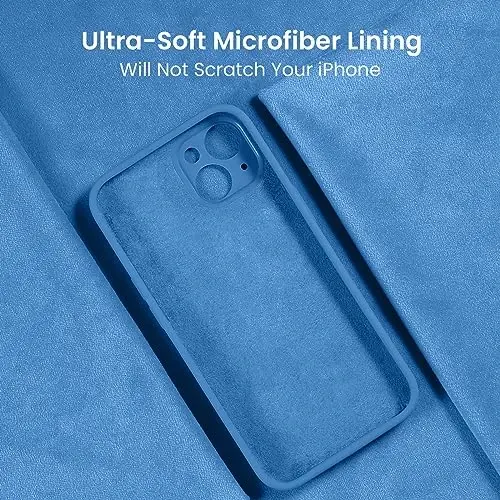 FireNova Designed for iPhone 15 Case, Silicone Upgraded [Camera Protection] Phone Case with [2 Screen Protectors], Soft Anti-Scratch Microfiber Lining Inside, 6.1 inch, Blue - 5