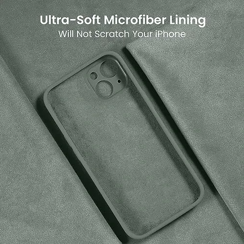 FireNova Designed for iPhone 15 Case, Silicone Upgraded [Camera Protection] Phone Case with [2 Screen Protectors], Soft Anti-Scratch Microfiber Lining Inside, 6.1 inch, Calke Green - 3