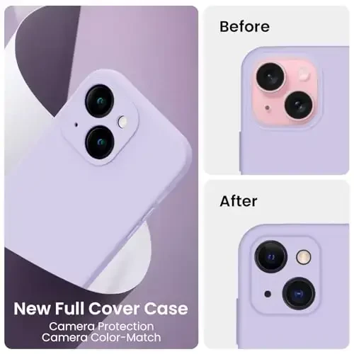 FireNova Designed for iPhone 15 Case, Silicone Upgraded [Camera Protection] Phone Case with [2 Screen Protectors], Soft Anti-Scratch Microfiber Lining Inside, 6.1 inch, Clove Purple - 3