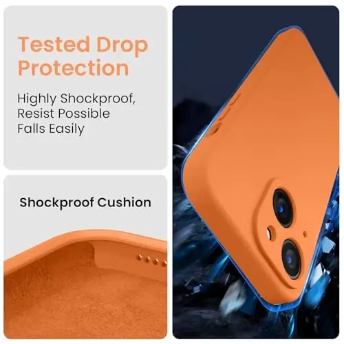 FireNova Designed for iPhone 15 Case, Silicone Upgraded [Camera Protection] Phone Case with [2 Screen Protectors], Soft Anti-Scratch Microfiber Lining Inside, 6.1 inch, Kumquat - 4