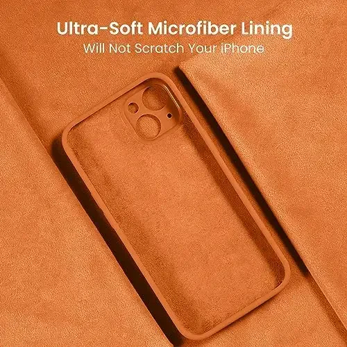 FireNova Designed for iPhone 15 Case, Silicone Upgraded [Camera Protection] Phone Case with [2 Screen Protectors], Soft Anti-Scratch Microfiber Lining Inside, 6.1 inch, Kumquat - 5