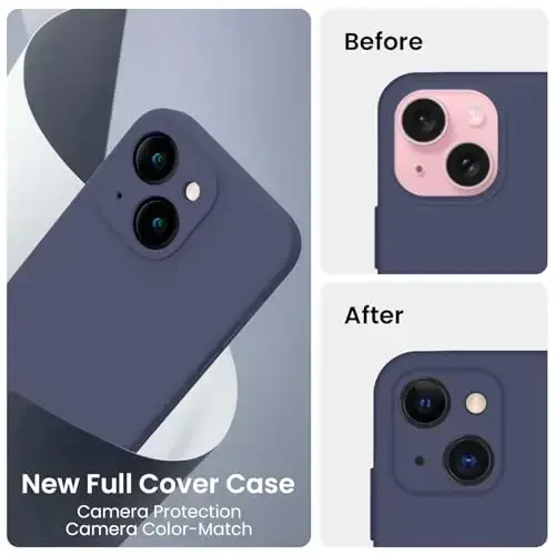 FireNova Designed for iPhone 15 Case, Silicone Upgraded [Camera Protection] Phone Case with [2 Screen Protectors], Soft Anti-Scratch Microfiber Lining Inside, 6.1 inch, Navy Blue - 3