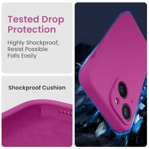 FireNova Designed for iPhone 15 Case, Silicone Upgraded [Camera Protection] Phone Case with [2 Screen Protectors], Soft Anti-Scratch Microfiber Lining Inside, 6.1 inch, Shocking Pink - 4