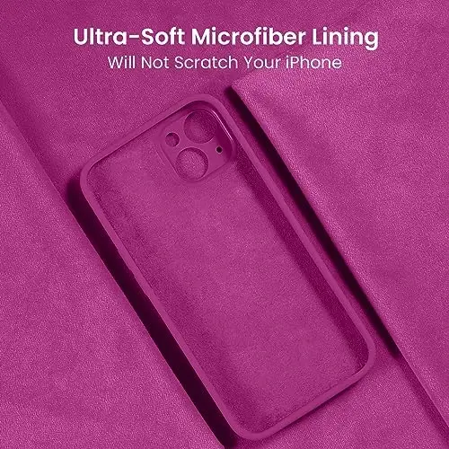 FireNova Designed for iPhone 15 Case, Silicone Upgraded [Camera Protection] Phone Case with [2 Screen Protectors], Soft Anti-Scratch Microfiber Lining Inside, 6.1 inch, Shocking Pink - 5