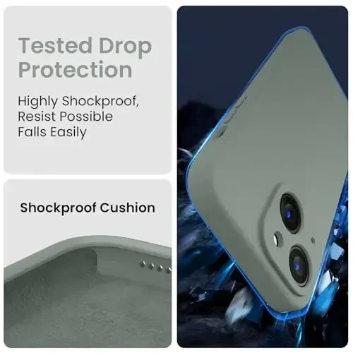 FireNova Designed for iPhone 15 Plus Case, Silicone [Camera Protection] Case with [2 Screen Protectors], Soft Anti-Scratch Microfiber Lining Inside, 6.7 inch, Calke Green - 4