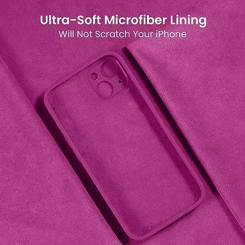 FireNova Designed for iPhone 15 Plus Case, Silicone [Camera Protection] Case with [2 Screen Protectors], Soft Anti-Scratch Microfiber Lining Inside, 6.7 inch, Shocking Pink - 5