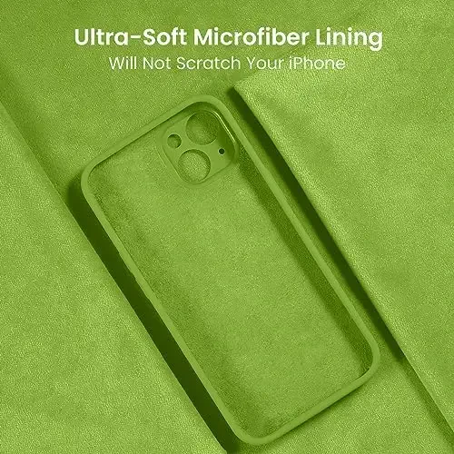 FireNova Designed for iPhone 15 Plus Case, Silicone [Camera Protection] Case with [2 Screen Protectors], Soft Anti-Scratch Microfiber Lining Inside, 6.7 inch, Sprout Green - 5