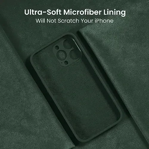 FireNova Designed for iPhone 15 Pro Case, Silicone Upgraded [Camera Protection] Phone Case with [2 Screen Protectors], Soft Anti-Scratch Microfiber Lining Inside, 6.1 inch, Alpine Green - 5