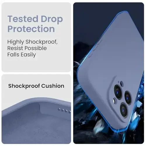 FireNova Designed for iPhone 15 Pro Case, Silicone Upgraded [Camera Protection] Phone Case with [2 Screen Protectors], Soft Anti-Scratch Microfiber Lining Inside, 6.1 inch, Lavender Gray - 4
