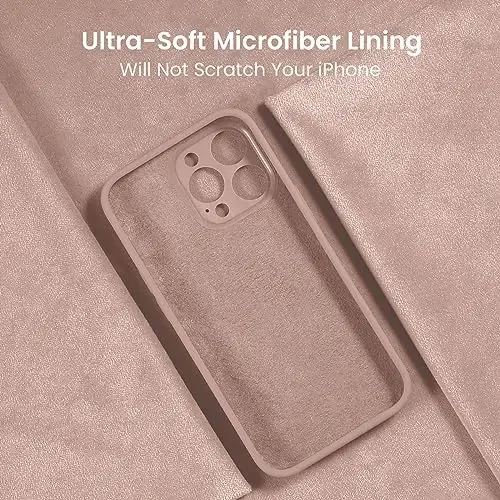 FireNova Designed for iPhone 15 Pro Case, Silicone Upgraded [Camera Protection] Phone Case with [2 Screen Protectors], Soft Anti-Scratch Microfiber Lining Inside, 6.1 inch, Pinksand - 5