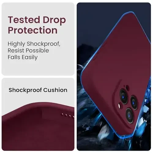 FireNova Designed for iPhone 15 Pro Case, Silicone Upgraded [Camera Protection] Phone Case with [2 Screen Protectors], Soft Anti-Scratch Microfiber Lining Inside, 6.1 inch, Plum - 4