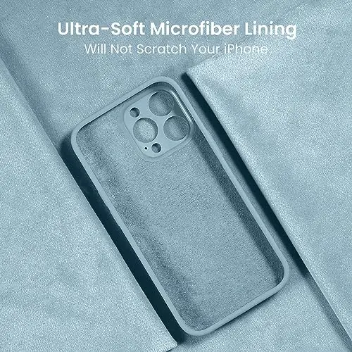 FireNova Designed for iPhone 15 Pro Case, Silicone Upgraded [Camera Protection] Phone Case with [2 Screen Protectors], Soft Anti-Scratch Microfiber Lining Inside, 6.1 inch, Sky Blue - 5