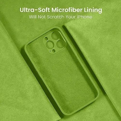 FireNova Designed for iPhone 15 Pro Case, Silicone Upgraded [Camera Protection] Phone Case with [2 Screen Protectors], Soft Anti-Scratch Microfiber Lining Inside, 6.1 inch, Sprout Green - 5