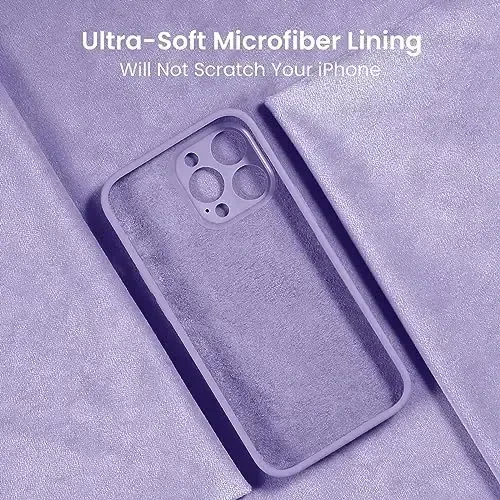 FireNova Designed for iPhone 15 Pro Max Case, Silicone Upgraded [Camera Protection] Phone Case with [2 Screen Protectors], Soft Anti-Scratch Microfiber Lining Inside, 6.7 inch, Clove Purple - 5