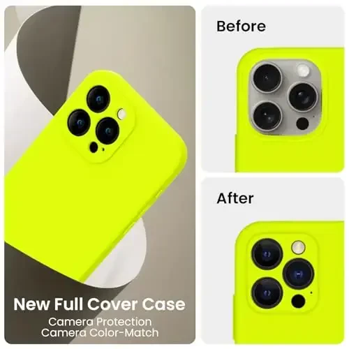 FireNova Designed for iPhone 15 Pro Max Case, Silicone Upgraded [Camera Protection] Phone Case with [2 Screen Protectors], Soft Anti-Scratch Microfiber Lining Inside, 6.7 inch, Fluorescent Green - 3