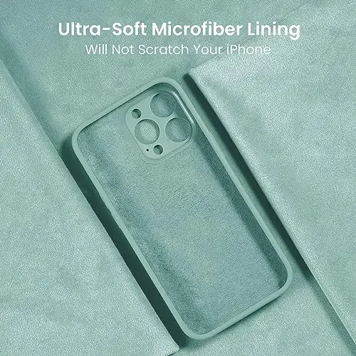 FireNova Designed for iPhone 15 Pro Max Case, Silicone Upgraded [Camera Protection] Phone Case with [2 Screen Protectors], Soft Anti-Scratch Microfiber Lining Inside, 6.7 inch, Mint Green - 5