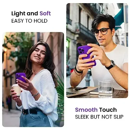 FireNova Designed for iPhone 15 Pro Max Case, Silicone Upgraded [Camera Protection] Phone Case with [2 Screen Protectors], Soft Anti-Scratch Microfiber Lining Inside, 6.7 inch, Neon Purple - 2