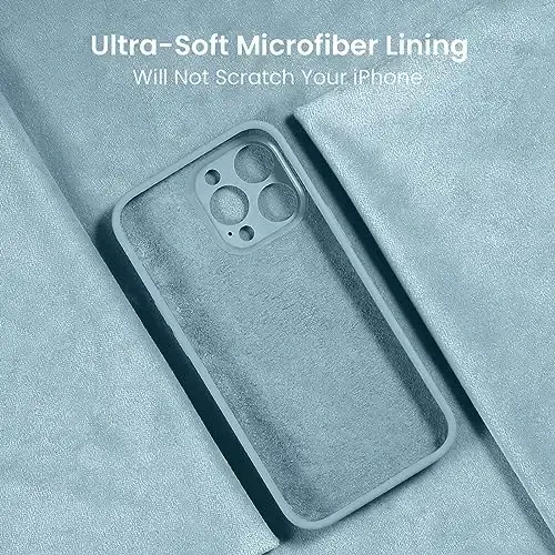 FireNova Designed for iPhone 15 Pro Max Case, Silicone Upgraded [Camera Protection] Phone Case with [2 Screen Protectors], Soft Anti-Scratch Microfiber Lining Inside, 6.7 inch, Sky Blue - 5