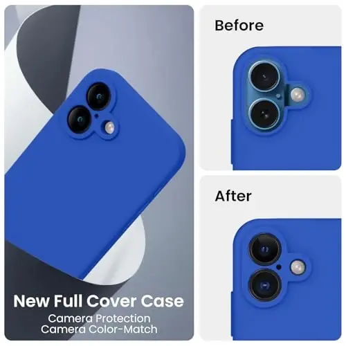 FireNova Designed for iPhone 16 Case, Silicone Upgraded [Camera Protection] Phone Case, Soft Anti-Scratch Microfiber Lining Inside, 6.1 inch, Klein Blue - 3
