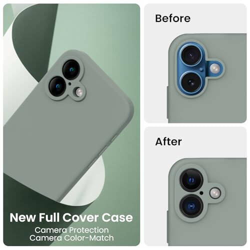 FireNova Designed for iPhone 16 Case, Silicone Upgraded [Camera Protection] Phone Case with [2 Screen Protectors], Soft Anti-Scratch Microfiber Lining Inside, 6.1 inch, Calke Green - 2