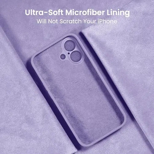 FireNova Designed for iPhone 16 Case, Silicone Upgraded [Camera Protection] Phone Case with [2 Screen Protectors], Soft Anti-Scratch Microfiber Lining Inside, 6.1 inch, Clove Purple - 5
