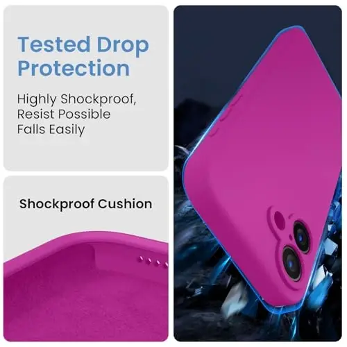 FireNova Designed for iPhone 16 Case, Silicone Upgraded [Camera Protection] Phone Case with [2 Screen Protectors], Soft Anti-Scratch Microfiber Lining Inside, 6.1 inch, Dark Fuchsia - 4