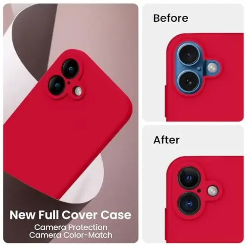 FireNova Designed for iPhone 16 Case, Silicone Upgraded [Camera Protection] Phone Case with [2 Screen Protectors], Soft Anti-Scratch Microfiber Lining Inside, 6.1 inch, Deep Red - 3