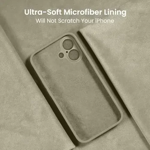 FireNova Designed for iPhone 16 Case, Silicone Upgraded [Camera Protection] Phone Case with [2 Screen Protectors], Soft Anti-Scratch Microfiber Lining Inside, 6.1 inch, Khaki - 5