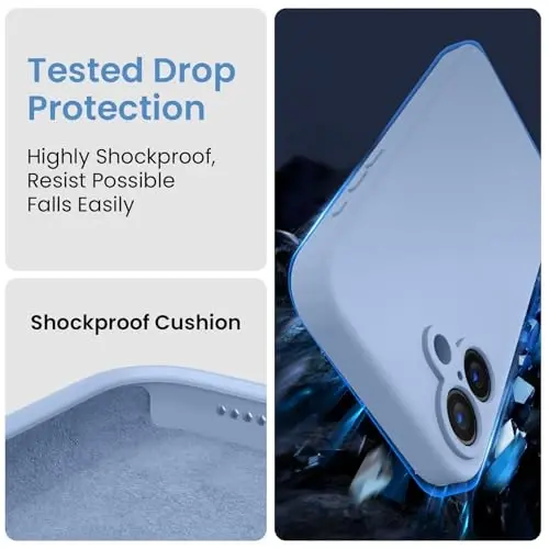 FireNova Designed for iPhone 16 Case, Silicone Upgraded [Camera Protection] Phone Case with [2 Screen Protectors], Soft Anti-Scratch Microfiber Lining Inside, 6.1 inch, Light Blue - 4