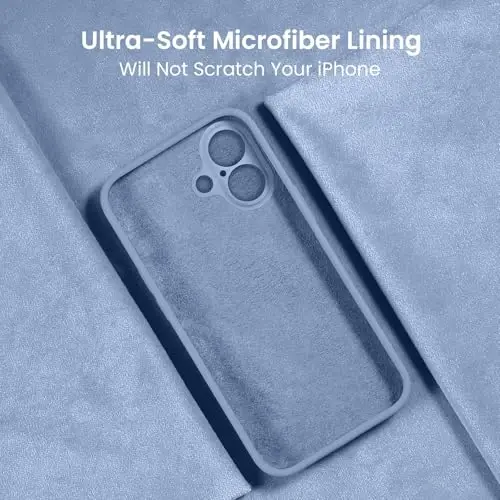 FireNova Designed for iPhone 16 Case, Silicone Upgraded [Camera Protection] Phone Case with [2 Screen Protectors], Soft Anti-Scratch Microfiber Lining Inside, 6.1 inch, Light Blue - 5
