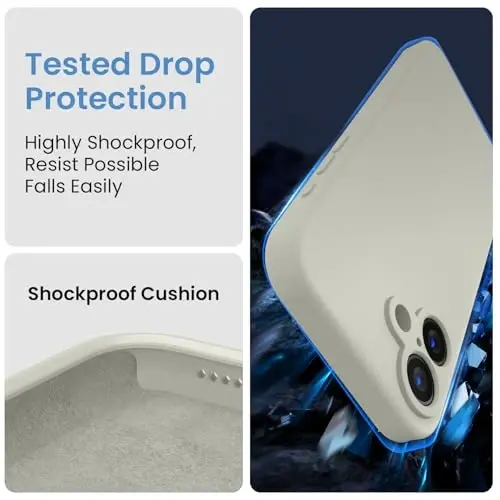 FireNova Designed for iPhone 16 Case, Silicone Upgraded [Camera Protection] Phone Case with [2 Screen Protectors], Soft Anti-Scratch Microfiber Lining Inside, 6.1 inch, Stone - 4